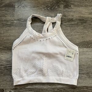 Free People White Ribbed Halter Top